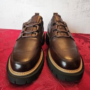 Men's Rugged Brown Leather Chunky Sole Derby Shoe, Size 7, Snover, New in Box
